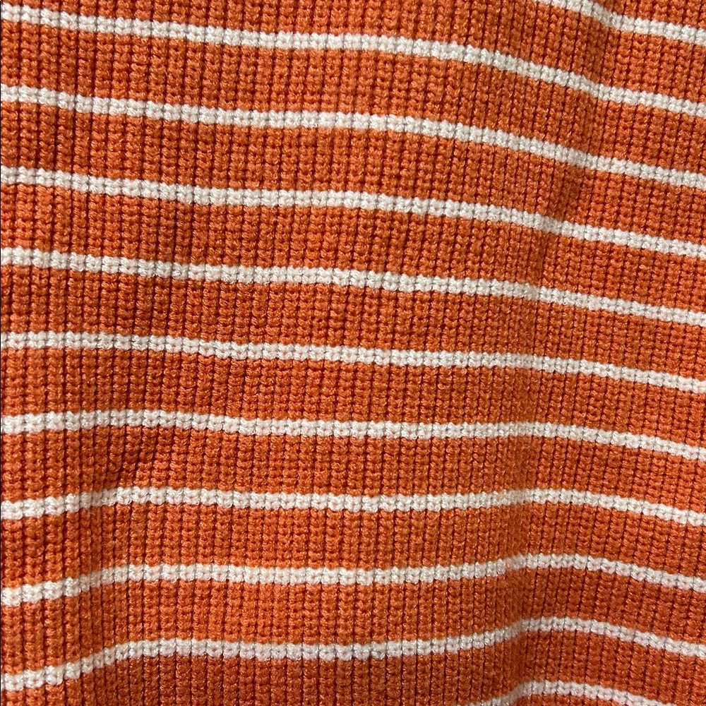 LILLUSORY WOMENS ORANGE WHITE STRIPED V NECK SWEATER VEST Sz MD - Picture 9 of 9
